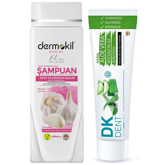 ŞampuanlarDermokilDermokil Sarımsak Özlü Şampuan 400ml+Aloe Vera Diş Macunu 75ml