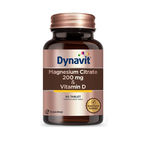 Takviye Edici GıdalarDynavitDynavit Magnesium Citrate 200 200 mg- Vitamin D Takviye Edici Gıda 60 Tablet