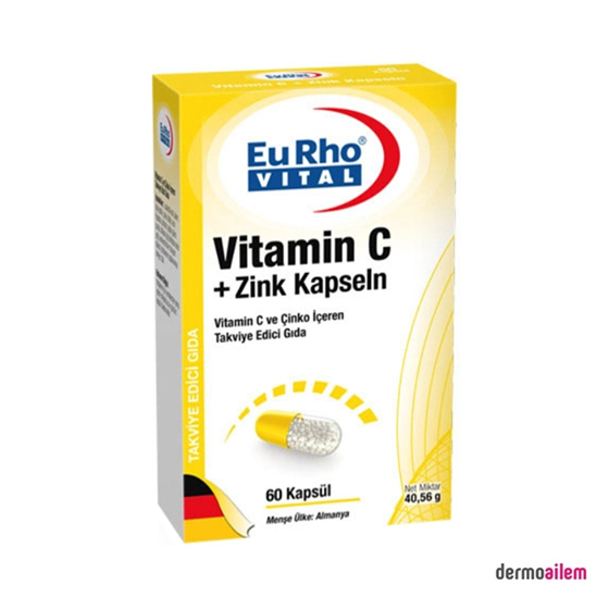 Takviye Edici GıdalarEurho VitalEurho Vital Vitamin C + Zinc Kapseln 60 Kapsül