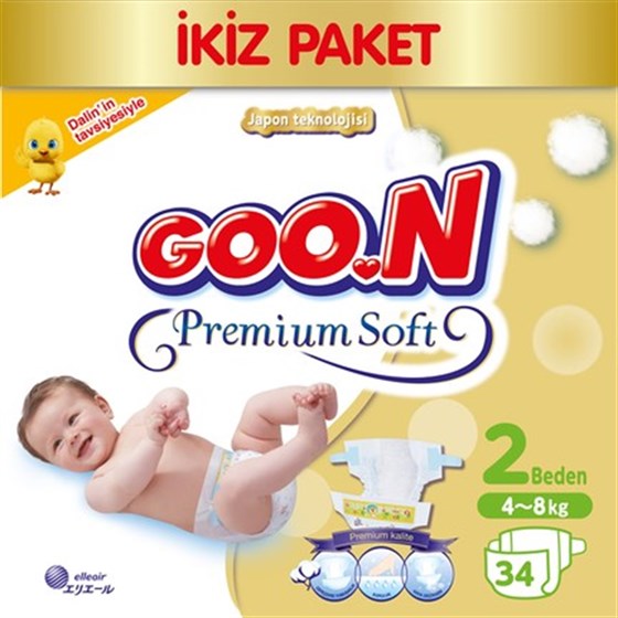 Bebek BezleriGoonGoon Bebek Bezi Premium Soft Yenidoğan 2 Beden Ekonomik Paket 34 Adet