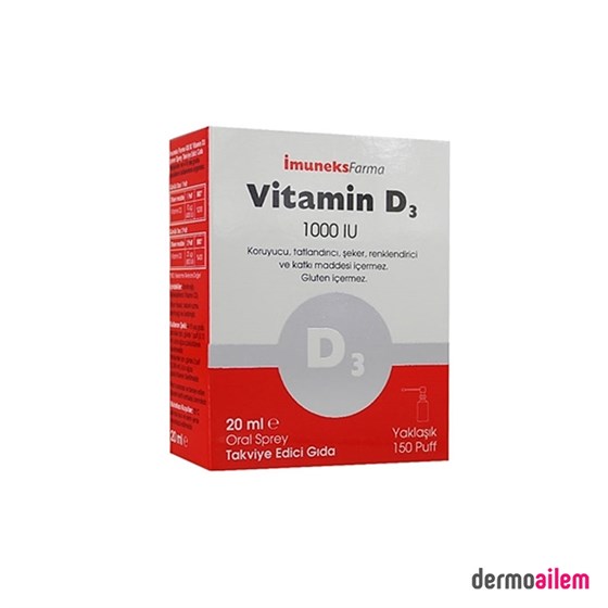 Takviye Edici GıdalarİmuneksFarmaImuneks Vitamin D3 1000 IU 20 ml