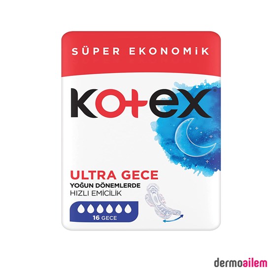 Hijyenik Kadın ÜrünleriKotexKotex Hijyenik Ped Ultra Gece Süper Ekonomik 16'lı