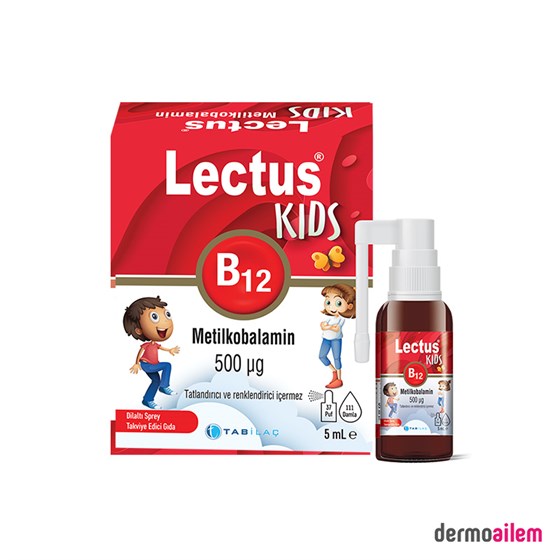 Takviye Edici GıdalarTab İlaçLectus Kids B12 Metilkobalamin 500 mcg Dilaltı Sprey 5 ml