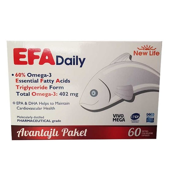 Omega 3 & Balık YağlarıNewlifeNew Life Efa Daily Avantajlı Paket 60 kapsül