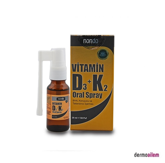 Takviye Edici GıdalarNondoNondo Vitamins Vitamin D3+K2 Spray 20 ml