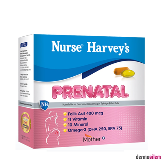 Takviye Edici GıdalarNurse Harvey'sNurse Harvey's Adult Prenatal Vitamins 30 Kapsül 30 Tablet(SKT:09.2022)