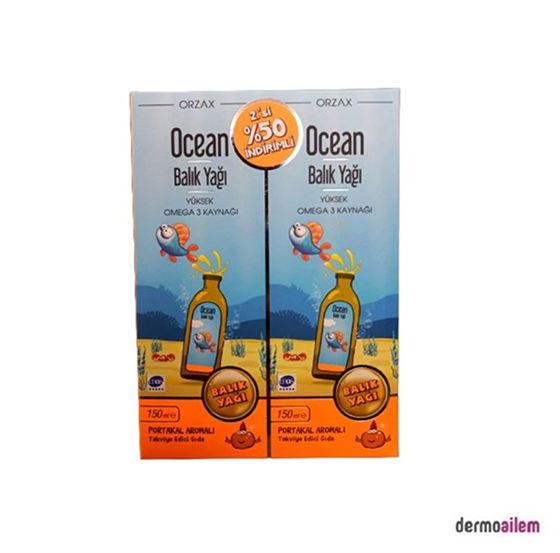 Omega 3 & Balık YağlarıOrzaxOcean Omega 3 Portakal Aromalı 2'li 150 ml Şurup 2.si %50 İndirimli