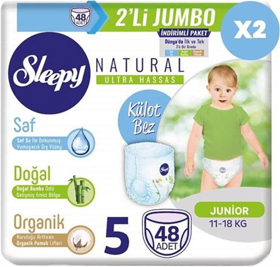 Bebek BezleriSleepySleepy Natural 5 Numara Junior 48'li Jumbo Paket Bebek Bezi