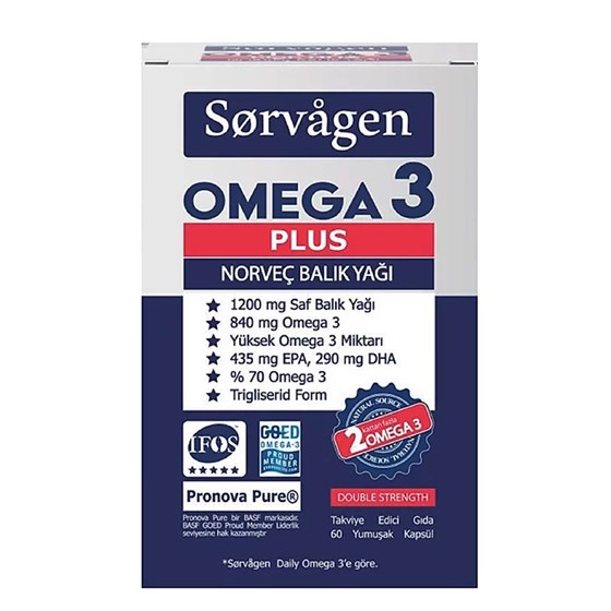 Omega 3 & Balık YağlarıSorvagenSorvagen Omega 3 Plus Norveç Balık Yağı 60 Kapsül