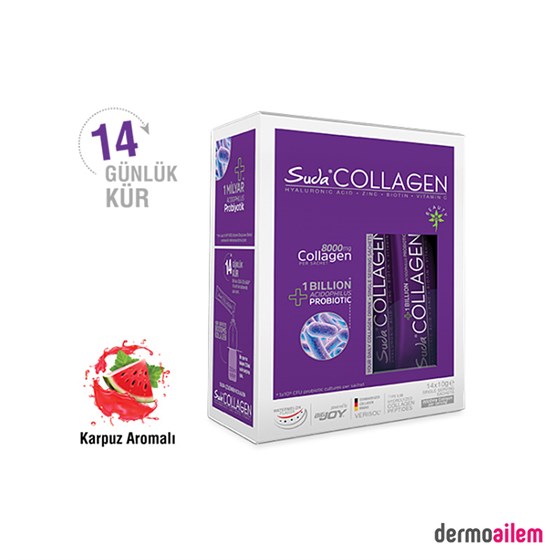 Kolajen ( Collagen )Suda CollagenSuda Collagen Takviye Edici Gıda Karpuz Aromalı 14x10 gr - Toz Saşe