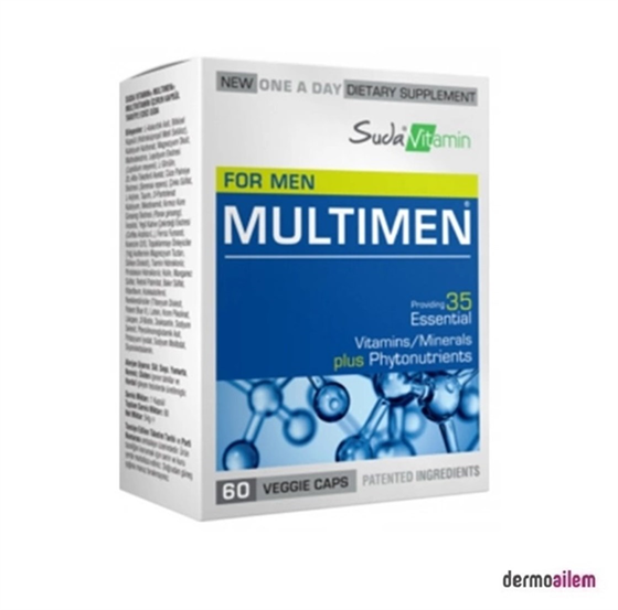 Takviye Edici GıdalarSuda VitaminSuda Vitamin Multimen Mens Multivitamin 60 Bitkisel Kapsül