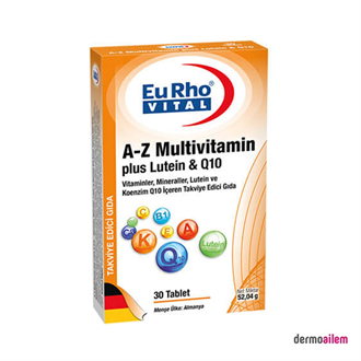 Takviye Edici GıdalarEurho VitalEurho Vital A-Z Multivitamin Plus Lutein Q10 30 Tablet