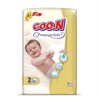 Bebek BezleriGoonGoon Bebek Bezi Premium Soft Yenidoğan 2 Beden Jumbo Paket 58 Adet