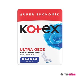 Hijyenik Kadın ÜrünleriKotexKotex Hijyenik Ped Ultra Gece Süper Ekonomik 16'lı