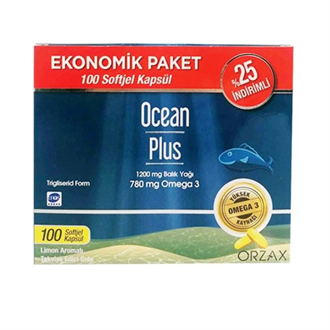 Omega 3 & Balık YağlarıOrzaxOcean Plus 1200 mg 100 Kapsül Balık Yağı Ekonomik Paket