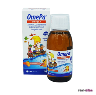 Takviye Edici GıdalarTab İlaçOmePa Omega 3 A D ve E Vitamini Portakal Aromalı 150 ml