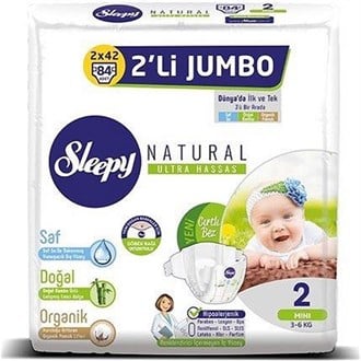 Bebek BezleriSleepySleepy Natural 2 Numara Mini 84'lü Jumbo Paket Bebek Bezi