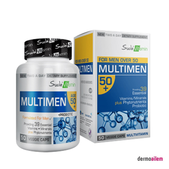 ProbiyotiklerSuda VitaminSuda Vitamin Multimen Probiotic 50+ Mens Multivitamin 50 Bitkisel Kapsül