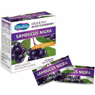 Takviye Edici GıdalarVitalldayVitallday Sambucus Nigra Kara Mürver C Vitamini 2 gr x 12 Saşe
