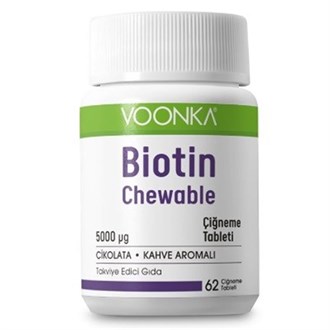Takviye Edici GıdalarVoonkaVoonka Biotin 5000 mcg 62 Çiğneme Tableti