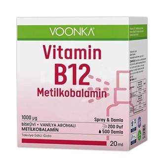 Takviye Edici GıdalarVoonkaVoonka Vitamin B12 Metilkobalamin Oral Sprey Damla 20 ml