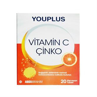 Takviye Edici GıdalarAbdi İbrahimYouPlus Vitamin C Çinko 20 Efervesan Tablet