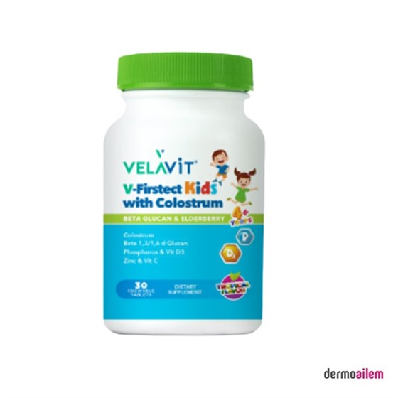 Takviye Edici GıdalarVelavitVelavit V-Firstect Kids with Colostrum 30 Çiğneme Tableti