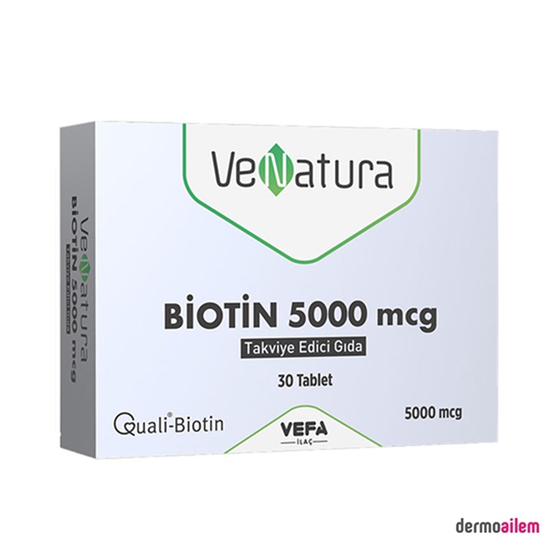 Takviye Edici GıdalarVeNaturaVeNatura Biotin 5000 mcg Takviye Edici Gıda 30 Tablet